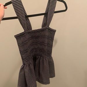 Madewell- blue& white striped tank! Smocked